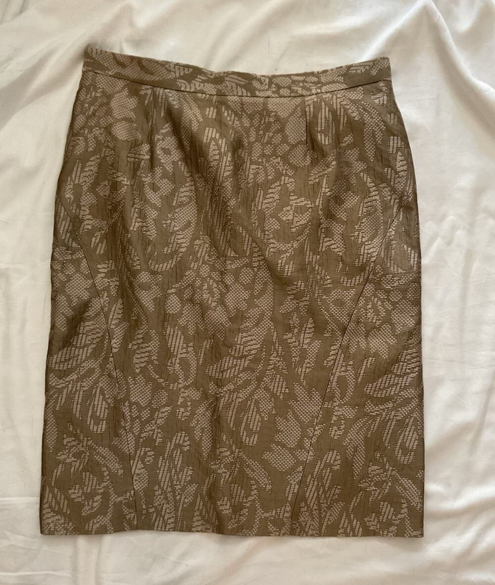 Moschino Cheap and Chic Brown Beige Floral Jacquard Pencil Skirt Lined Slit 10